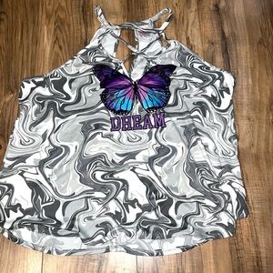 ♦️ 
Summer Gray Marble Women's Top with Butterfly‎ Design